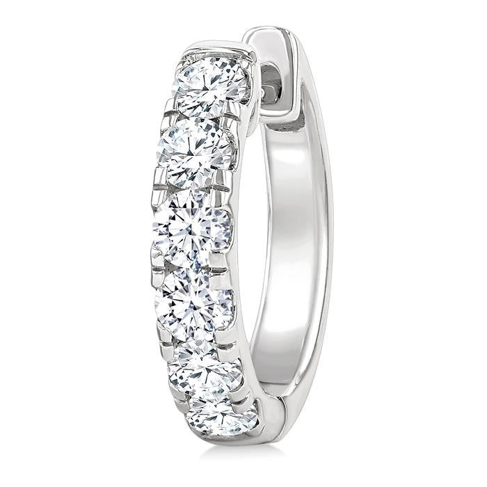 1 Ctw Round Cut Diamond Hoop Earrings in 14K White Gold