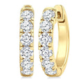 1 Ctw Round Cut Diamond Hoop Earrings in 14K Yellow Gold