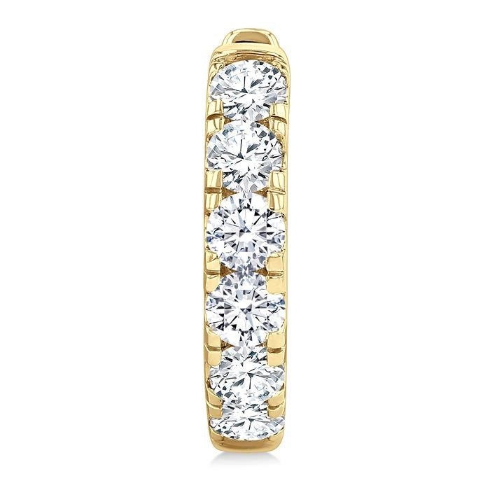 1 Ctw Round Cut Diamond Hoop Earrings in 14K Yellow Gold