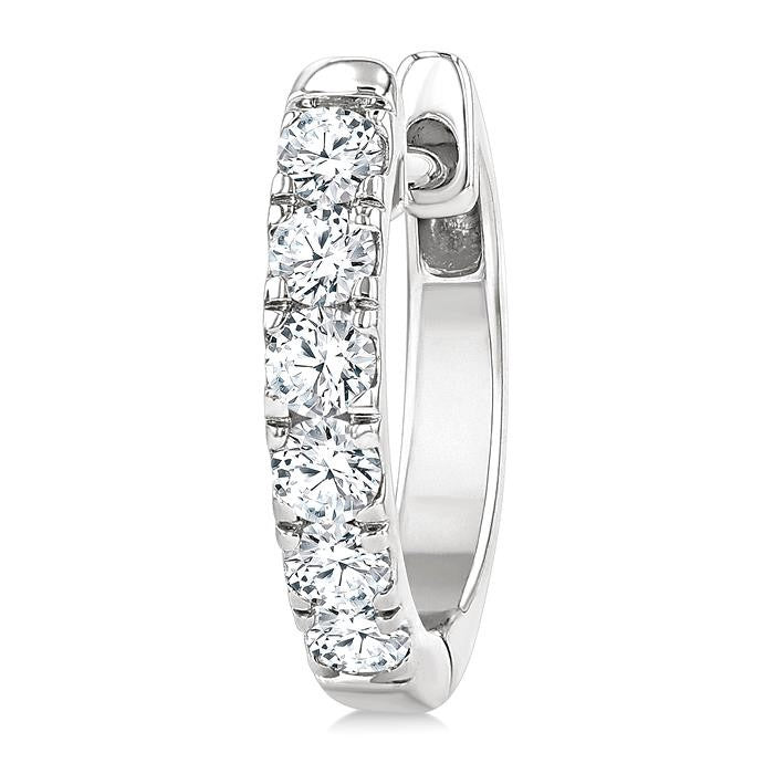 1/2 Ctw Round Cut Diamond Hoop Earrings in 14K White Gold
