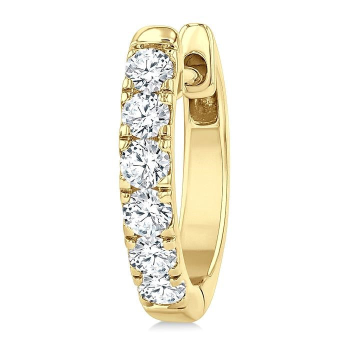 1/2 Ctw Round Cut Diamond Hoop Earrings in 14K Yellow Gold