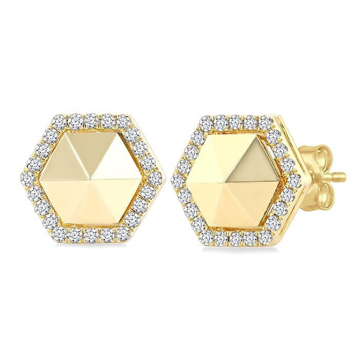 Hexagon Shape Diamond Fashion Earrings