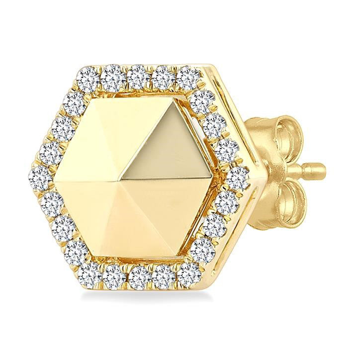 Hexagon Shape Diamond Fashion Earrings