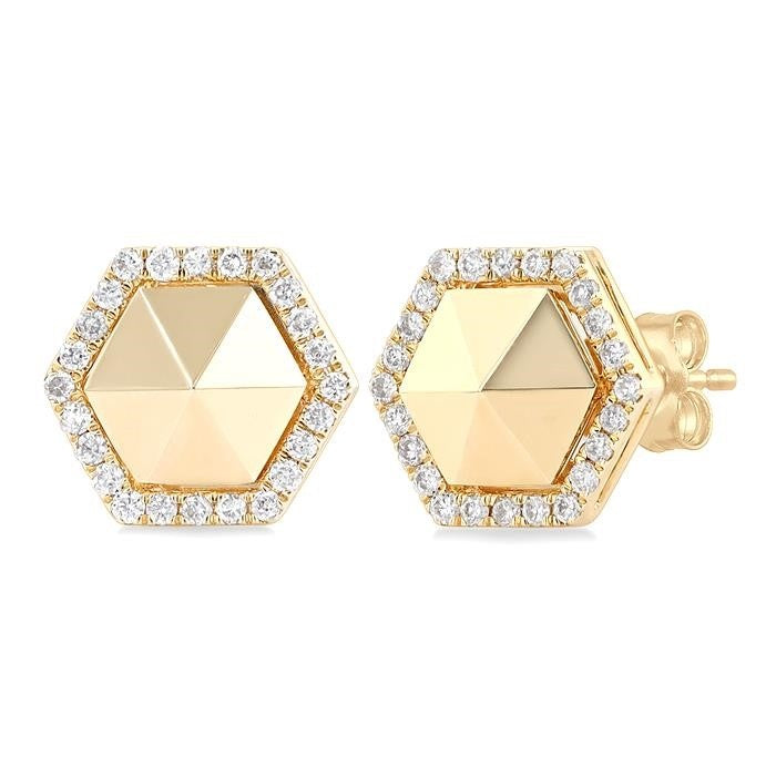 Hexagon Shape Petite Diamond Fashion Earrings