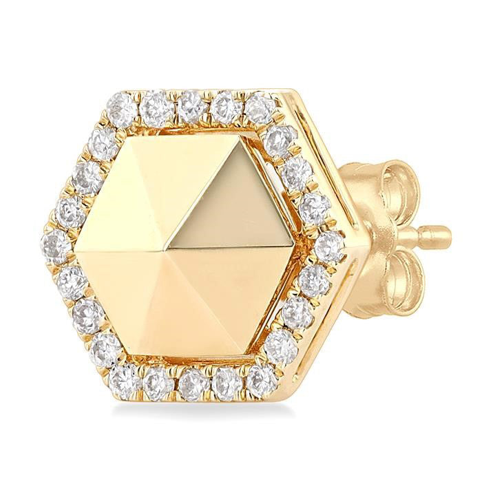 Hexagon Shape Petite Diamond Fashion Earrings