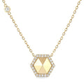 1/4 Ctw Petite Hexagon Round Cut Diamond Halo Fashion Necklace in 14K Yellow Gold