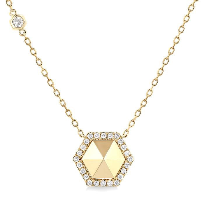 Hexagon Shape Diamond Fashion Necklace