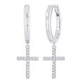 Cross Petite Diamond Fashion Huggie Earrings