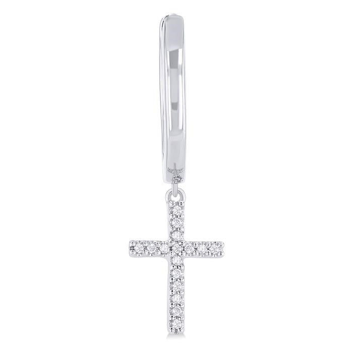 Cross Petite Diamond Fashion Huggie Earrings