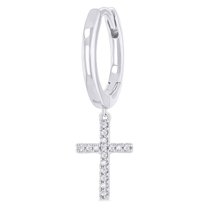 Cross Petite Diamond Fashion Huggie Earrings