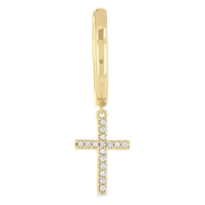 Cross Petite Diamond Fashion Huggie Earrings