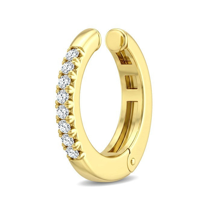 1/20 Ctw Round Cut Diamond Petite Cuff Earrings in 10K Yellow Gold