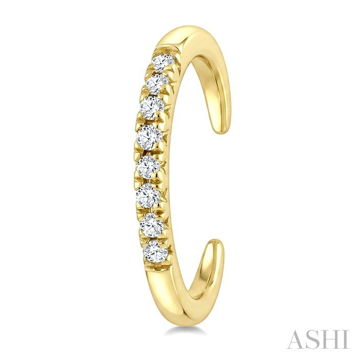 1/20 Ctw Round Cut Diamond Petite Cuff Earrings in 10K Yellow Gold