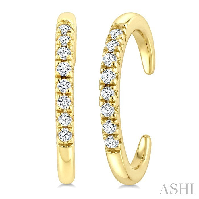 1/20 Ctw Round Cut Diamond Petite Cuff Earrings in 10K Yellow Gold