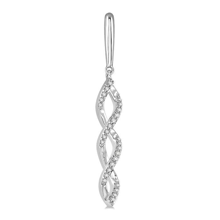 1/5 Ctw Swirl Round Cut Diamond Long Earrings in 10K White Gold