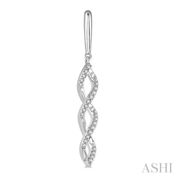 1/5 Ctw Swirl Round Cut Diamond Long Earrings in 10K White Gold