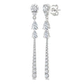 7/8 Ctw Pear and Round Cut Diamond Dangle Fashion Long earrings in 14K White Gold
