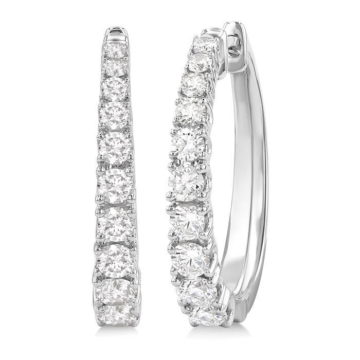 Graduated Diamond Fashion Hoop Earrings