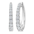 1 1/2 Ctw Graduated Round Cut Diamond Fashion Hoop Earrings in 14K White Gold