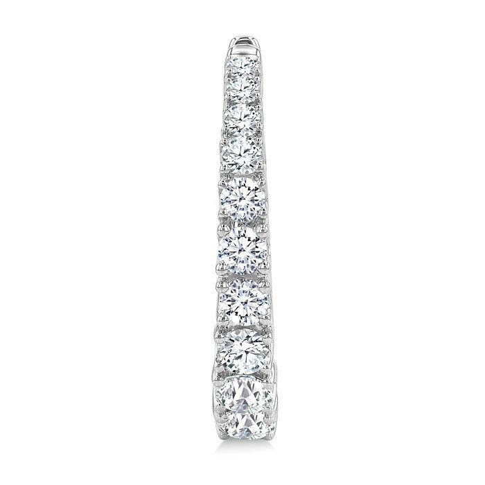 1 1/2 Ctw Graduated Round Cut Diamond Fashion Hoop Earrings in 14K White Gold