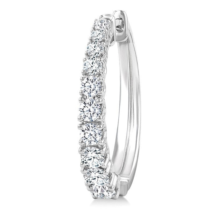 1 1/2 Ctw Graduated Round Cut Diamond Fashion Hoop Earrings in 14K White Gold