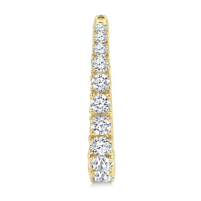 1 1/2 Ctw Graduated Round Cut Diamond Fashion Hoop Earrings in 14K Yellow Gold