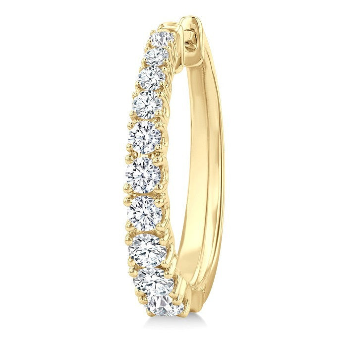 1 1/2 Ctw Graduated Round Cut Diamond Fashion Hoop Earrings in 14K Yellow Gold