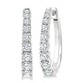 1 Ctw Graduated Round Cut Diamond Fashion Hoop Earrings in 14K White Gold