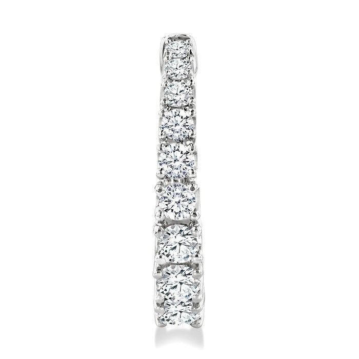 1 Ctw Graduated Round Cut Diamond Fashion Hoop Earrings in 14K White Gold