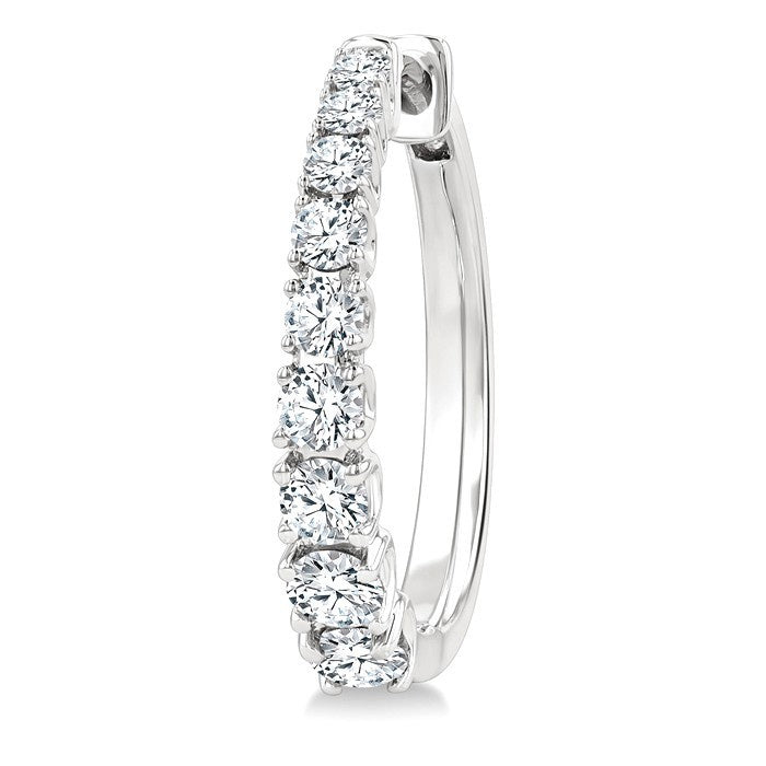 1 Ctw Graduated Round Cut Diamond Fashion Hoop Earrings in 14K White Gold