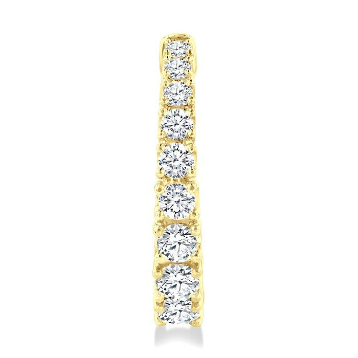 1 Ctw Graduated Round Cut Diamond Fashion Hoop Earrings in 14K Yellow Gold