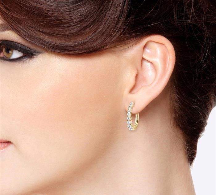1 Ctw Graduated Round Cut Diamond Fashion Hoop Earrings in 14K Yellow Gold