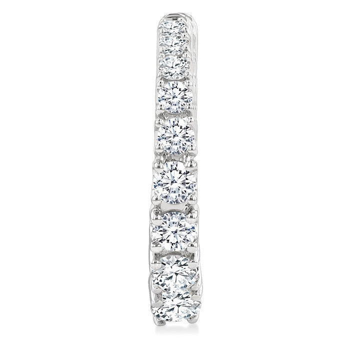 3/4 Ctw Graduated Round Cut Diamond Fashion Hoop Earrings in 14K White Gold