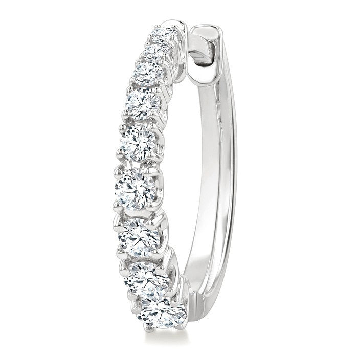 3/4 Ctw Graduated Round Cut Diamond Fashion Hoop Earrings in 14K White Gold