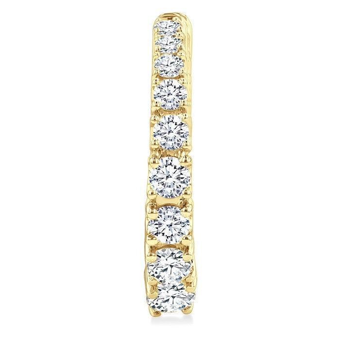 3/4 Ctw Graduated Round Cut Diamond Fashion Hoop Earrings in 14K Yellow Gold