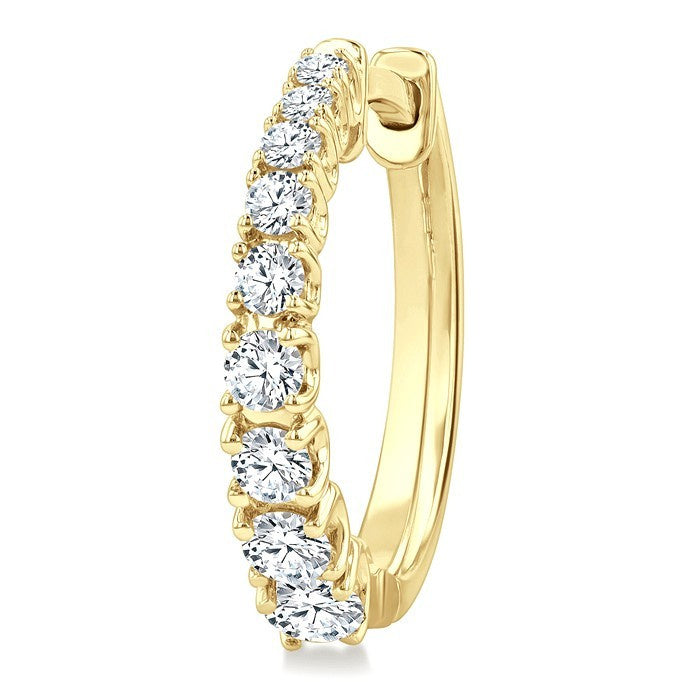 3/4 Ctw Graduated Round Cut Diamond Fashion Hoop Earrings in 14K Yellow Gold