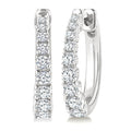 1/2 Ctw Graduated Round Cut Diamond Fashion Hoop Earrings in 14K White Gold