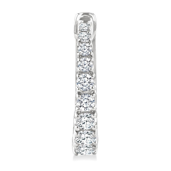 1/2 Ctw Graduated Round Cut Diamond Fashion Hoop Earrings in 14K White Gold