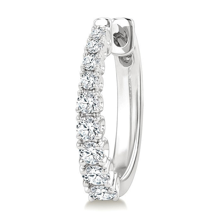 1/2 Ctw Graduated Round Cut Diamond Fashion Hoop Earrings in 14K White Gold