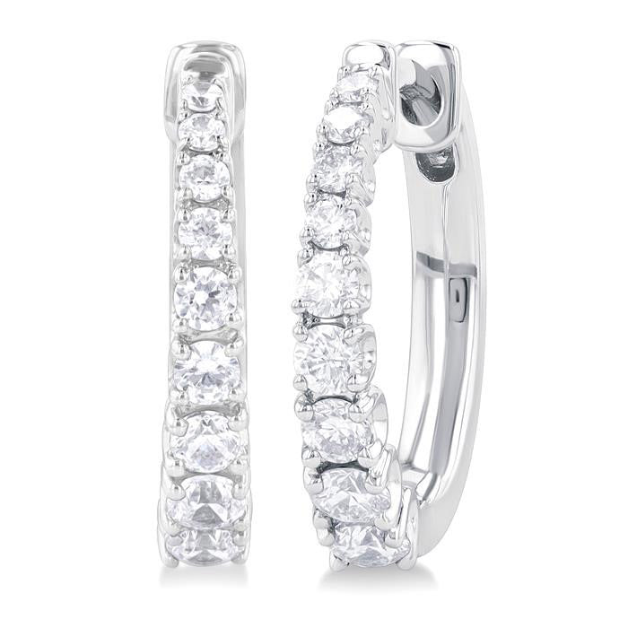 Graduated Diamond Fashion Hoop Earrings