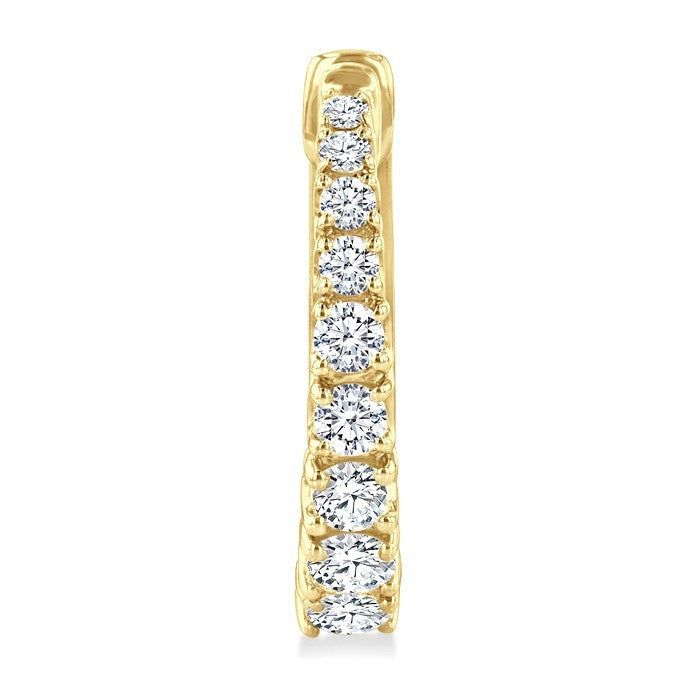 1/2 Ctw Graduated Round Cut Diamond Fashion Hoop Earrings in 14K Yellow Gold