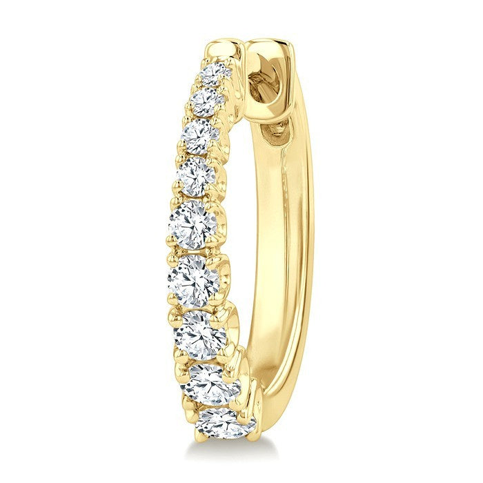 1/2 Ctw Graduated Round Cut Diamond Fashion Hoop Earrings in 14K Yellow Gold