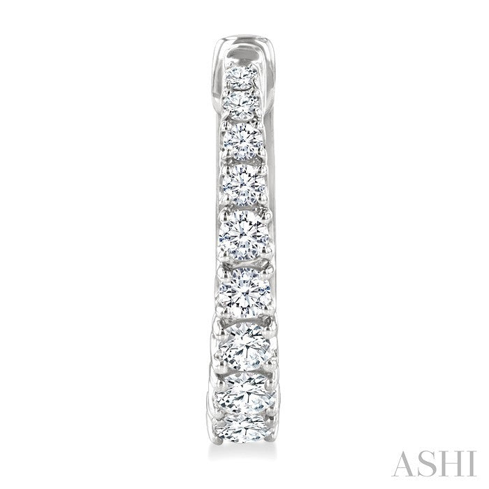 1/2 Ctw Graduated Round Cut Diamond Fashion Hoop Earrings in 14K White Gold