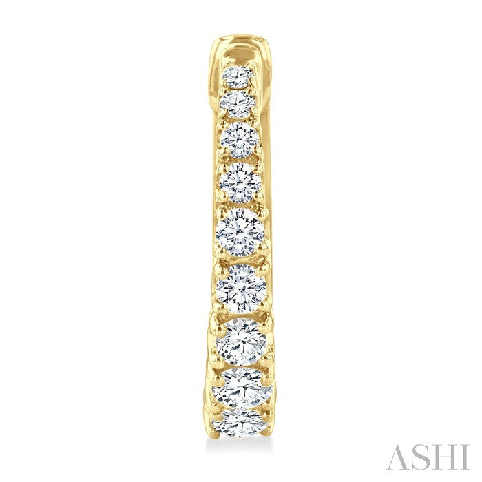 1/2 Ctw Graduated Round Cut Diamond Fashion Hoop Earrings in 14K Yellow Gold