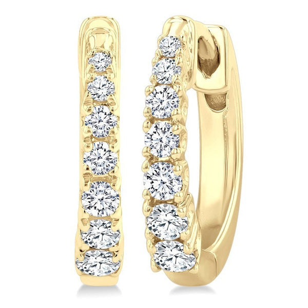 1/4 Ctw Graduated Round Cut Diamond Fashion Huggies in 14K Yellow Gold