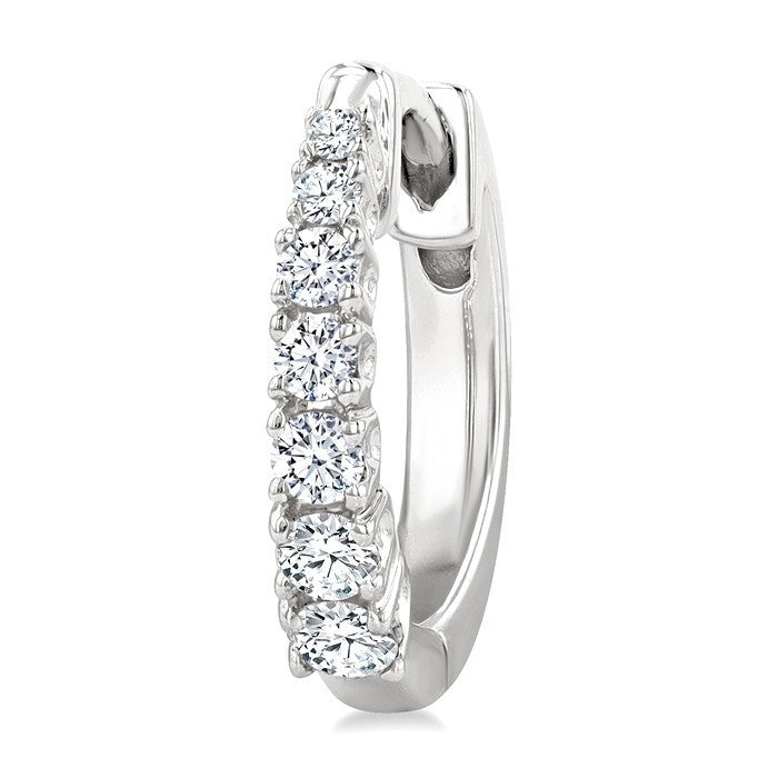 1/4 Ctw Graduated Round Cut Diamond Fashion Huggie Petites in 10K White Gold