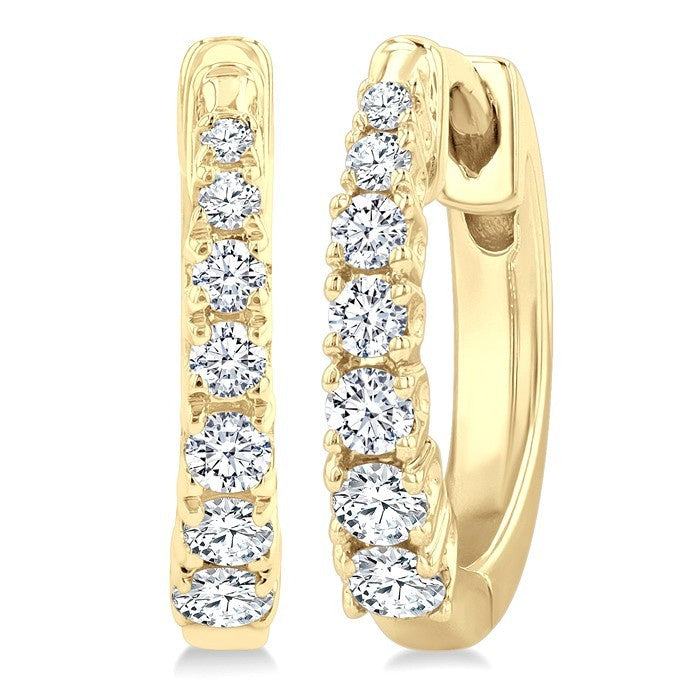 1/4 Ctw Graduated Round Cut Diamond Fashion Huggie Petites in 10K Yellow Gold