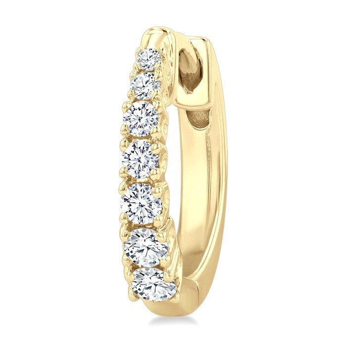 1/4 Ctw Graduated Round Cut Diamond Fashion Huggie Petites in 10K Yellow Gold