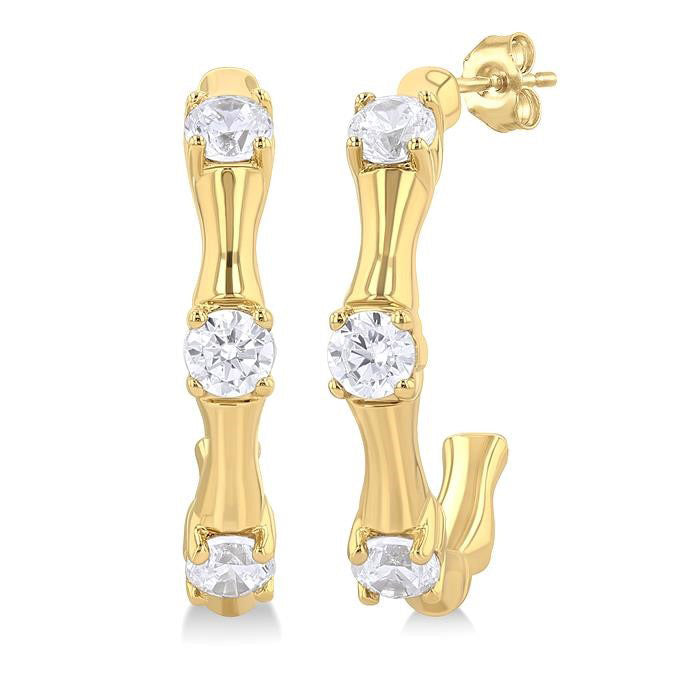 Petite Diamond Fashion Bamboo Half Hoop Earrings