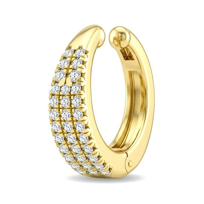 1/5 Ctw Round Cut Diamond Petite Cuff Earrings in 10K Yellow Gold